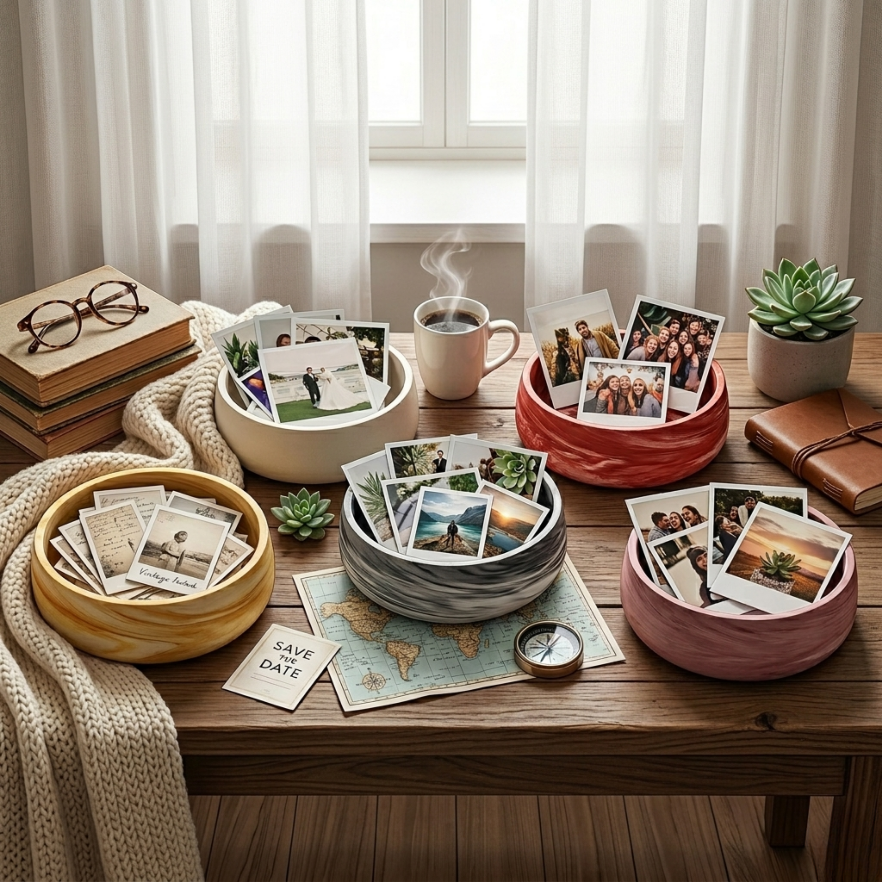 📸 En Değerli Anılarınız İçin El Yapımı Taş Polaroid Bowl - Anı Kasesi ✨