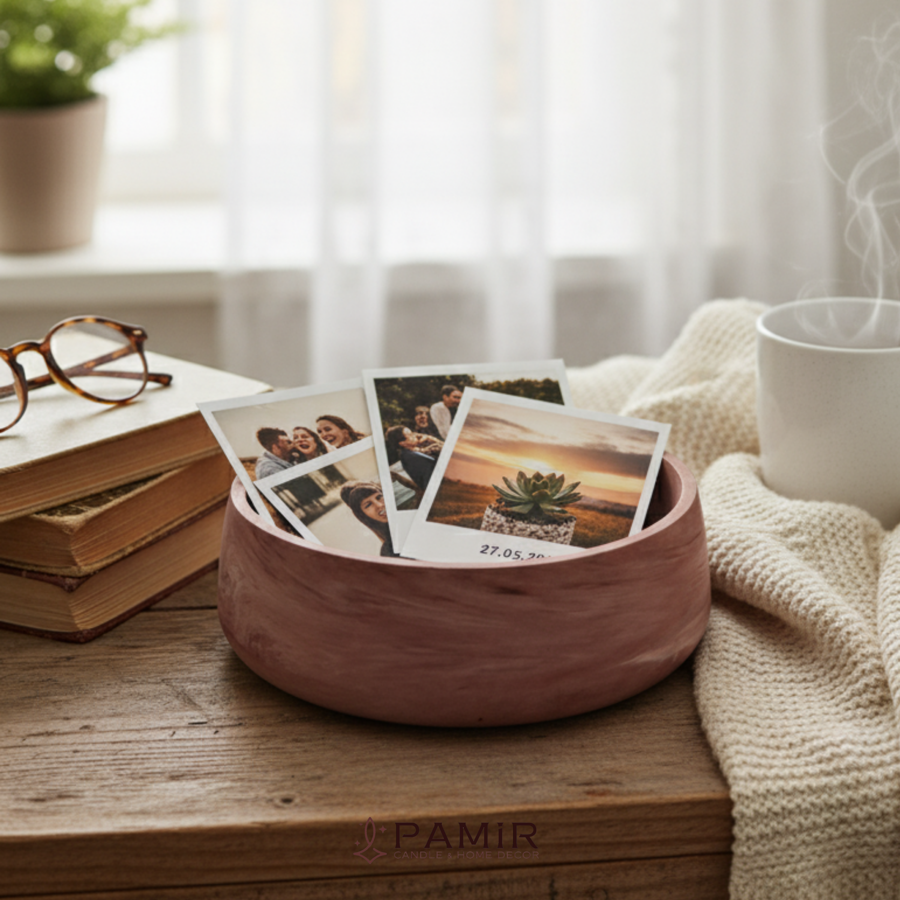 📸 En Değerli Anılarınız İçin El Yapımı Taş Polaroid Bowl - Anı Kasesi ✨