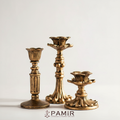 3’lü Gold Şamdanlık Mumluk Fransız Romantik Antik El Sanatı Eskitme Dekorasyon Retro
