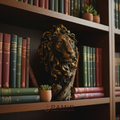 Pamir Antik Bronz Büyük Boy Dekoratif Aslan Büstü Biblo