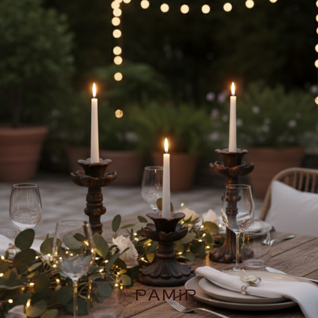 3’lü Bronz Eskitme Şamdanlık Mumluk Fransız Romantik Antik El Sanatı Dekorasyon Retro