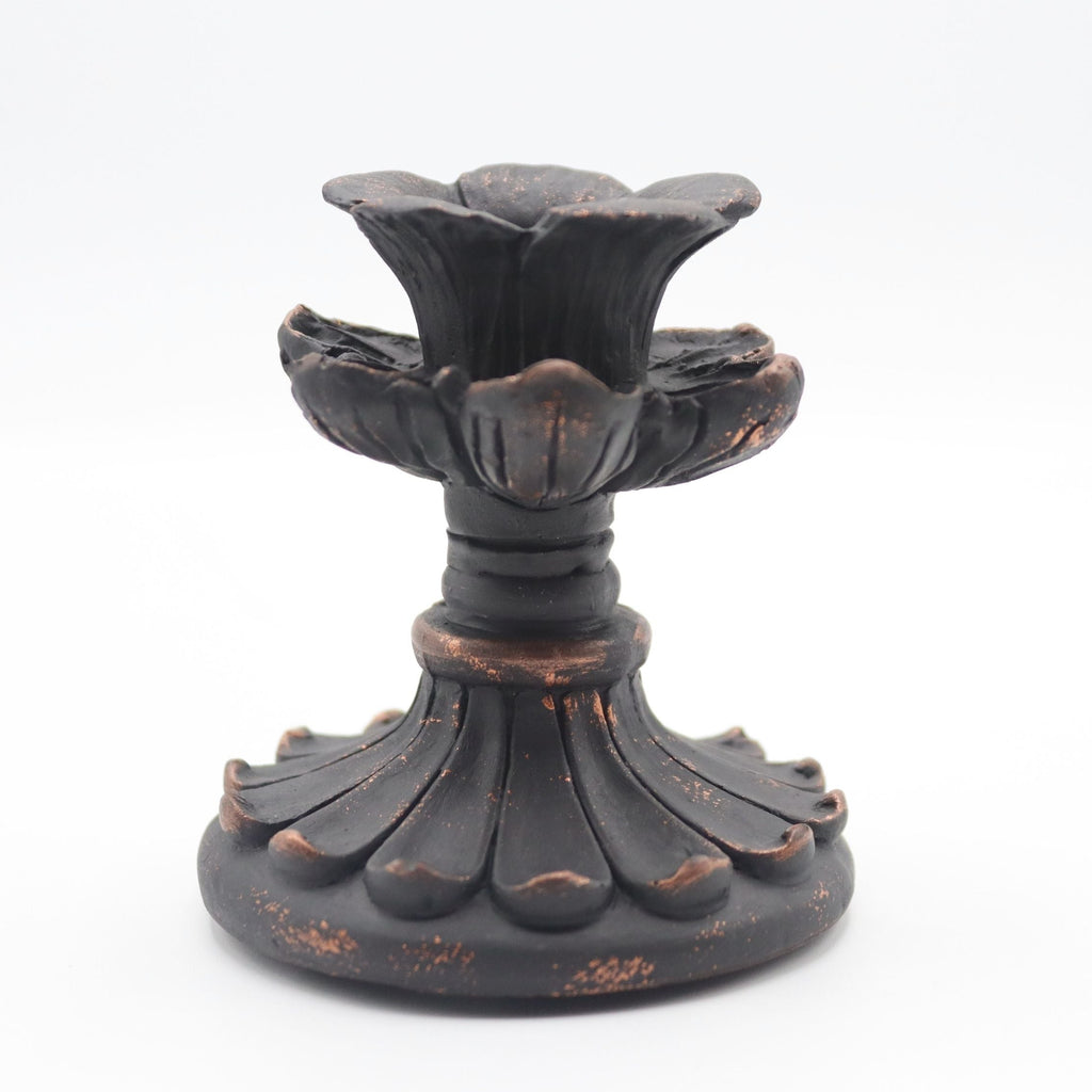 3’lü Bronz Eskitme Şamdanlık Mumluk Fransız Romantik Antik El Sanatı Dekorasyon Retro